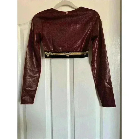 NWT Eleven Venus Williams Wonder Woman Long Sleeve Burgundy Crop Top Size Xs - Picture 5 of 6